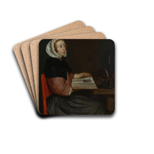 The Reader by Eglon van der Neer Drink Coasters - set of 4 The Reader by Eglon van der Neer Drink Coasters - set of 4