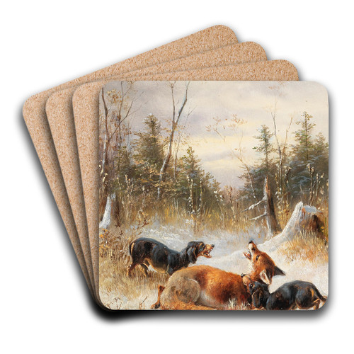 Fuchs mit Hunden by Moritz Mller II Art Drink Coaster set