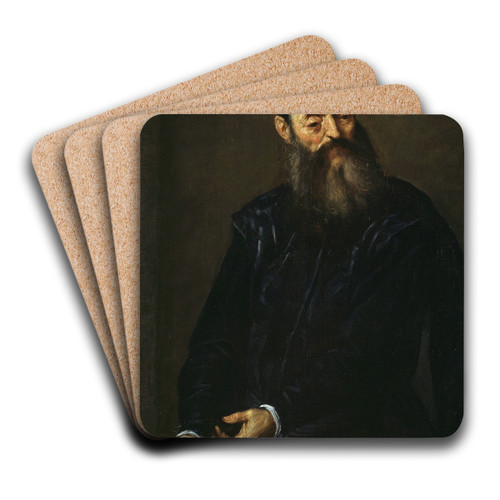 Portrait of a Gentleman by Jacopo Palma il Giovane Art Drink Coaster set