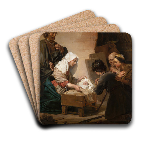 The Adoration of the Shepherds by Jan de Bray Art Drink Coaster set The Adoration of the Shepherds by Jan de Bray Art Drink Coaster set