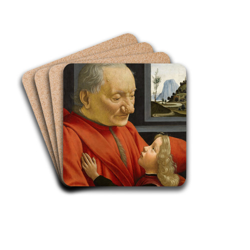 An Old Man and His Grandson by Domenico Ghirlandaio Drink Coasters - set of 4