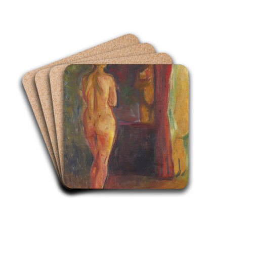 Nude in Front of the Mirror by Edvard Munch Drink Coasters - set of 4
