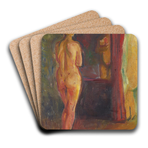 Nude in Front of the Mirror by Edvard Munch Art Drink Coaster set