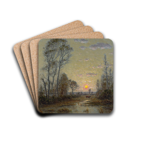 Two Cows in an Evening Landscape by Per Ekstrm Drink Coasters - set of 4