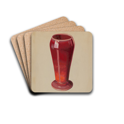 Vase (Red Opaque Glass) by Robert Stewart Drink Coasters - set of 4