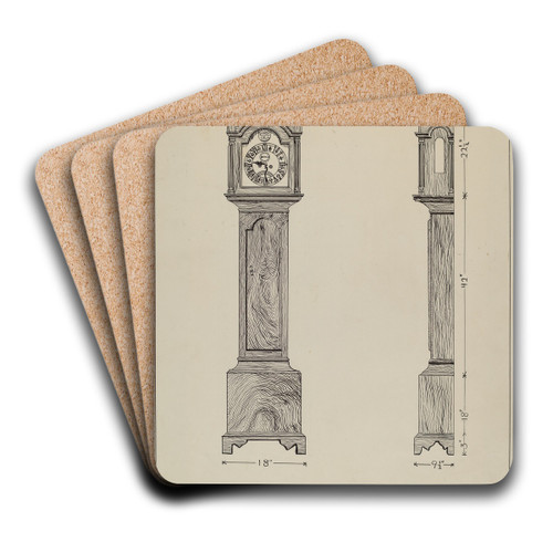 Clock by Ernest A. Towers, Jr. Art Drink Coaster set