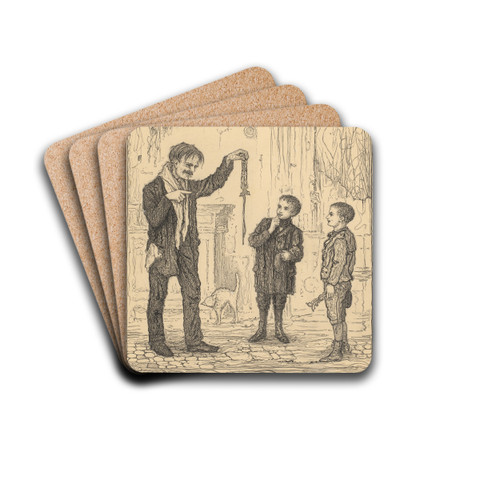 Jongens bij een man met schaatsijzers by Willem Pothast Drink Coasters - set of 4