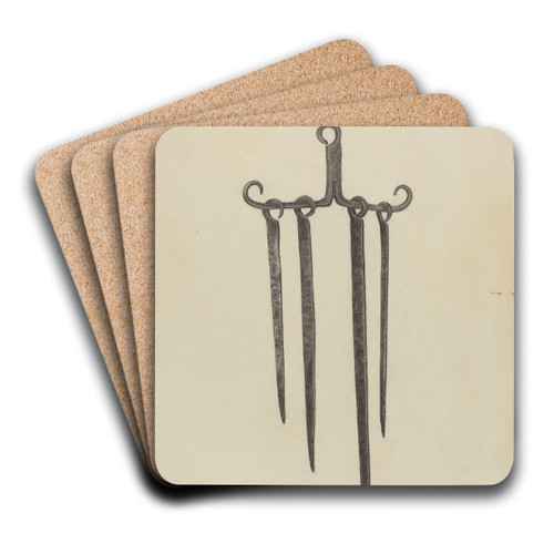 Skewers and Holder by Bernard Krieger Art Drink Coaster set Skewers and Holder by Bernard Krieger Art Drink Coaster set
