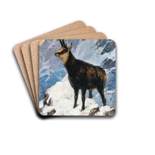 Chamois High in the Mountains by Hugo Engl Drink Coasters - set of 4