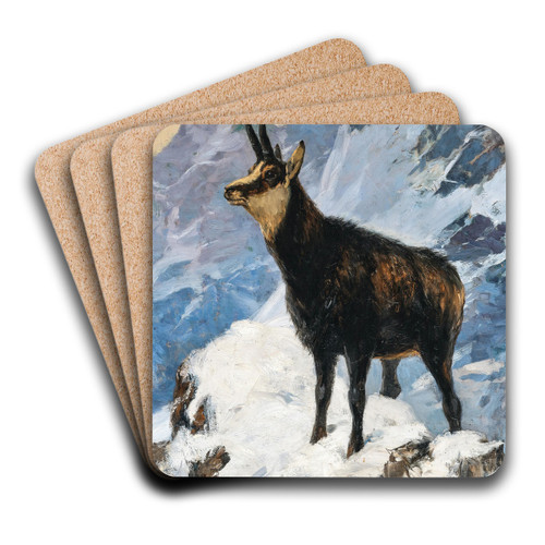 Chamois High in the Mountains by Hugo Engl Art Drink Coaster set