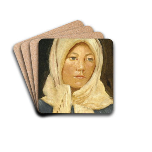 En ung skagenspige med trklde by Michael Ancher Drink Coasters - set of 4