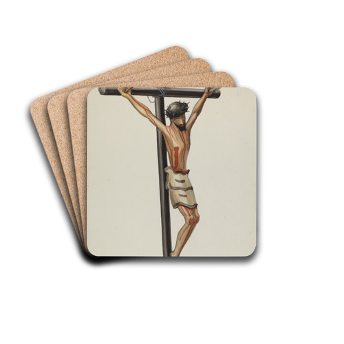 Bulto, Crucifix by Majel G. Claflin Drink Coasters - set of 4