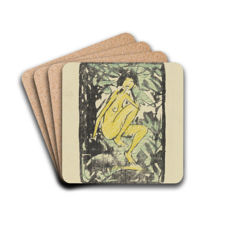 Sitzende, von Blattwerk umgeben by Otto Mueller Drink Coasters - set of 4