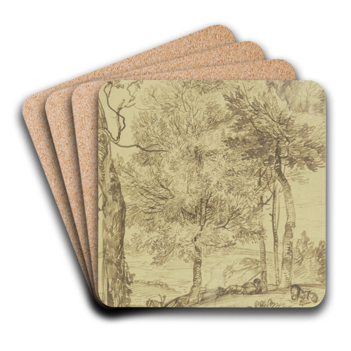 Ein Schfer auf einem Hgel unter Bumen liegend by Jan Lievens Art Drink Coaster set