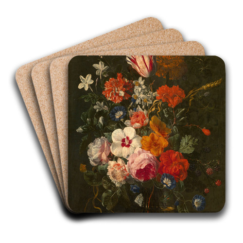 Flowers in a Vase by Abraham Mignon Art Drink Coaster set