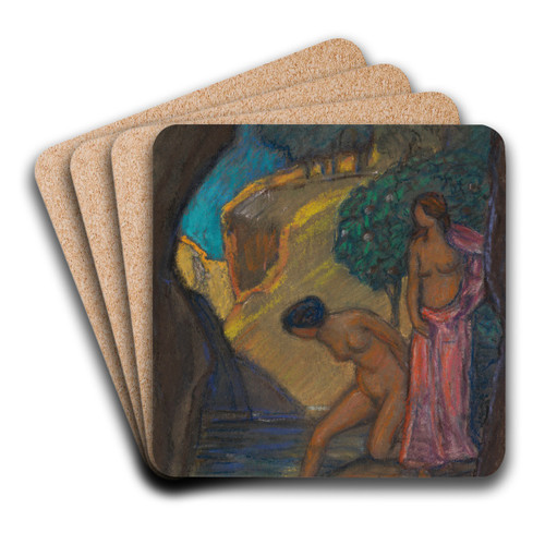 Grotte mit badenden Frauen by Ludwig von Hofmann Art Drink Coaster set