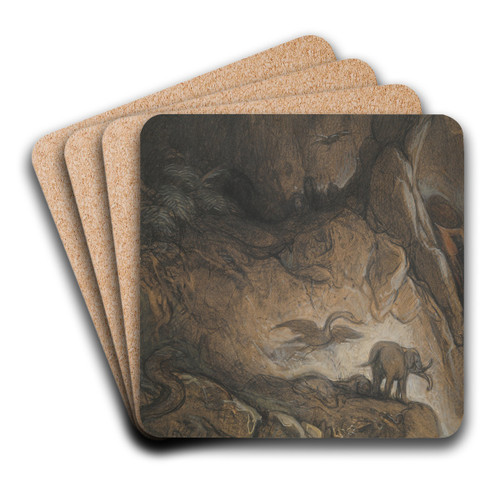Fantastic Gorge with Animals andFigures by Gustave Dor Art Drink Coaster set