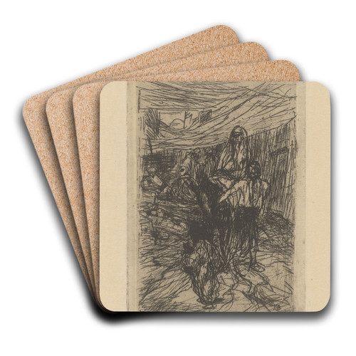 Vrouw op een ezel by Marius Bauer Art Drink Coaster set
