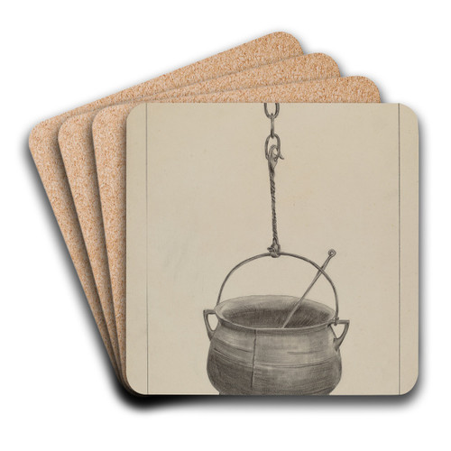 Kettle with Spoon by Benjamin Resnick Art Drink Coaster set