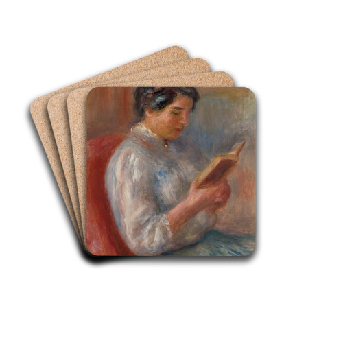 Femme lisant by Pierre-Auguste Renoir Drink Coasters - set of 4