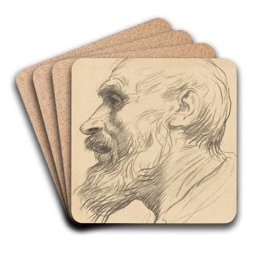 Head of an Old Man by Alphonse Legros Art Drink Coaster set