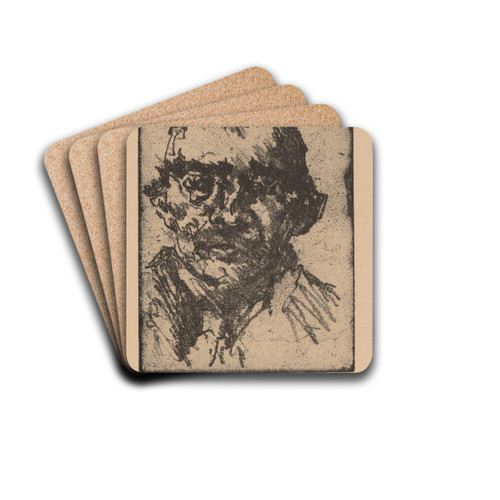 Self-Portrait by Lovis Corinth Drink Coasters - set of 4 Self-Portrait by Lovis Corinth Drink Coasters - set of 4