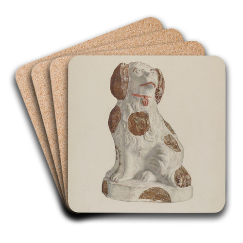 Chalkware Dog by Sadie Berman Art Drink Coaster set