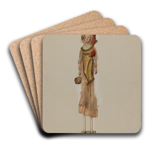 Dairy Maid Doll by Beverly Chichester Art Drink Coaster set