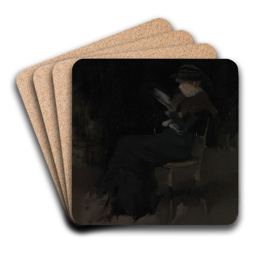 Arrangement in Black; Girl Reading by James Abbott McNeill Whistler Art Drink Coaster set