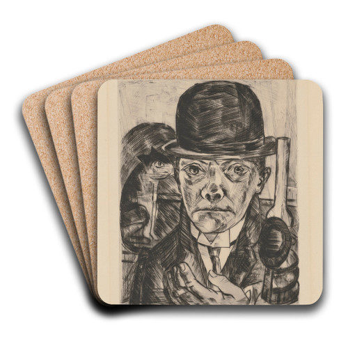 elbstbildnis mit steifem Hut by Max Beckmann Art Drink Coaster set elbstbildnis mit steifem Hut by Max Beckmann Art Drink Coaster set