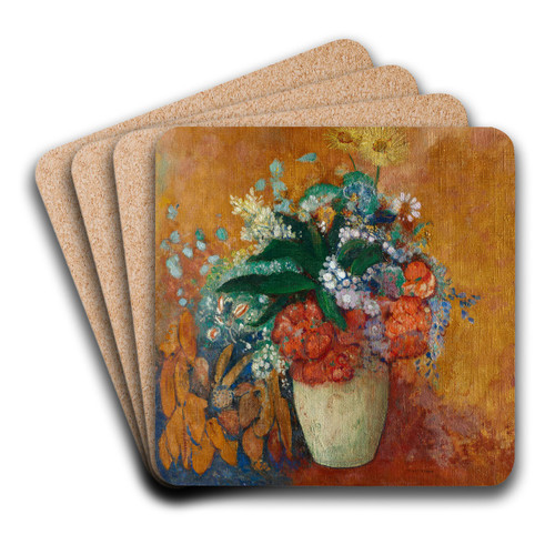 Vase of Flowers by Odilon Redon Art Drink Coaster set Vase of Flowers by Odilon Redon Art Drink Coaster set