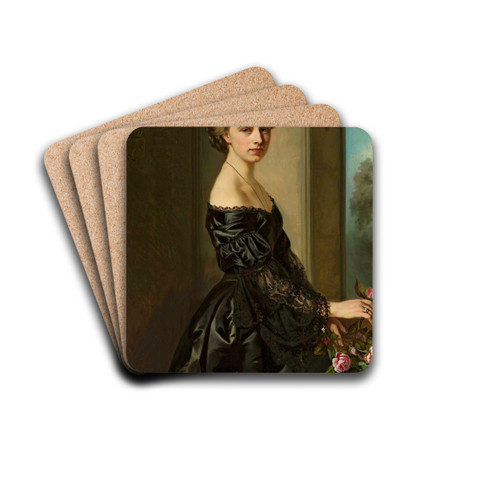 Portrait Of A Young Woman With Roses by Norbert Schrdl Drink Coasters - set of 4 Portrait Of A Young Woman With Roses by Norbert Schrdl Drink Coasters - set of 4