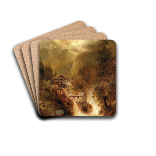 Approaching Storm in the High Mountains by Josef Thoma Drink Coasters - set of 4 Approaching Storm in the High Mountains by Josef Thoma Drink Coasters - set of 4