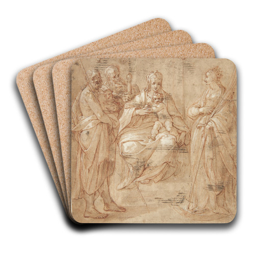 Madonna med barnet ved siden by Johann Freyberger Art Drink Coaster set