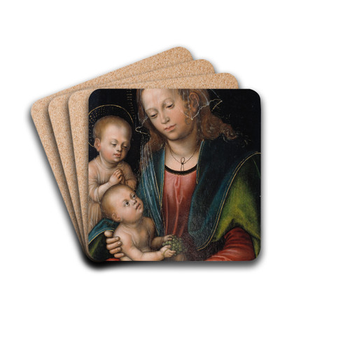Virgin and Child Adored by the Infant St John by Lucas Cranach the Elder Drink Coasters - set of 4