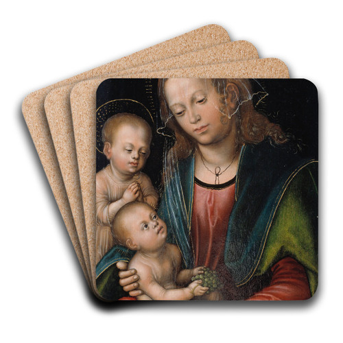 Virgin and Child Adored by the Infant St John by Lucas Cranach the Elder Art Drink Coaster set