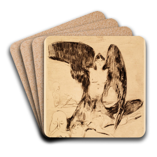 The Vampire by Edvard Munch Art Drink Coaster set