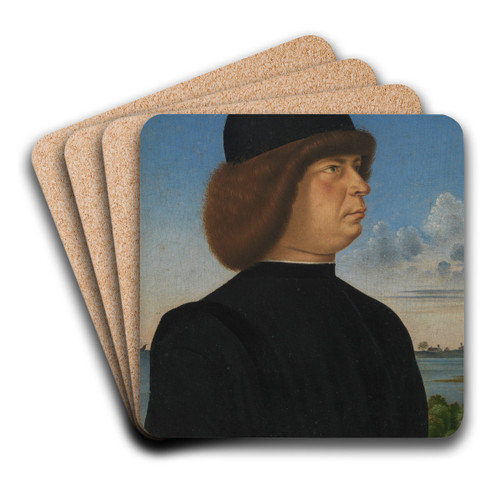 Portrait of Alvise Contarini by Jacometto Veneziano Art Drink Coaster set