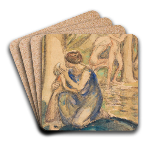 Badende Figuren am Waldsee by Ludwig von Hofmann Art Drink Coaster set