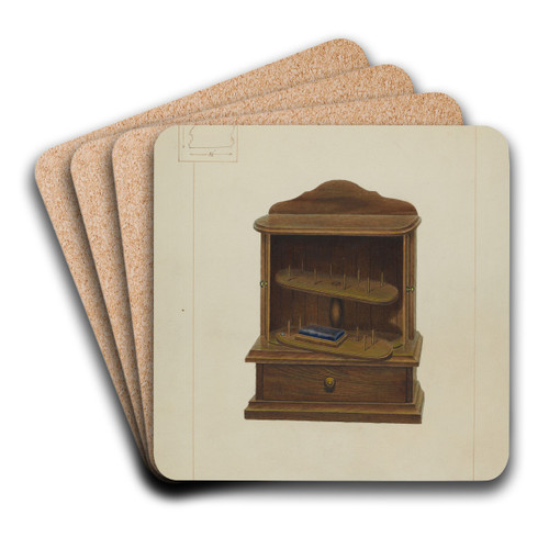 Walnut Spool Cabinet by Edward L. Loper Art Drink Coaster set