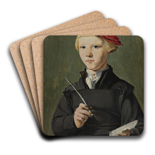 Portrait of a young scholar by Jan van Scorel Art Drink Coaster set