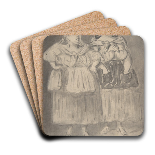 Two Fat Peasant Women by Constantin Guys Art Drink Coaster set