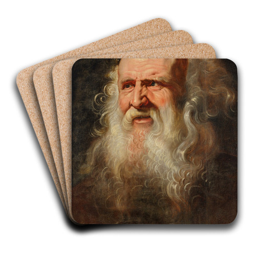 Head study of a man by Follower of Peter Paul Rubens Art Drink Coaster set