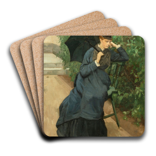 Woman with umbrella by Pericles Pantazis Art Drink Coaster set