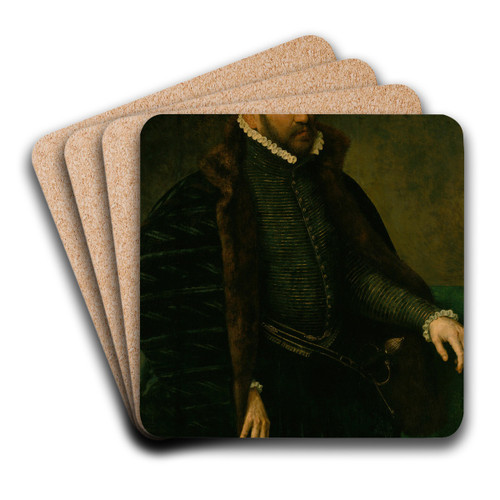 Portrait of a Man by Antonis Mor Art Drink Coaster set Portrait of a Man by Antonis Mor Art Drink Coaster set