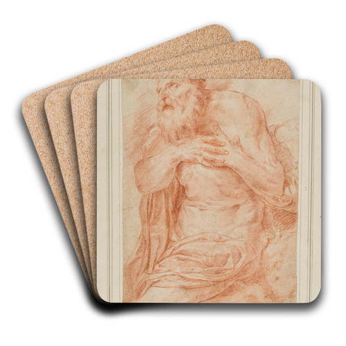 Saint Jerome by After Agostino Carracci Art Drink Coaster set