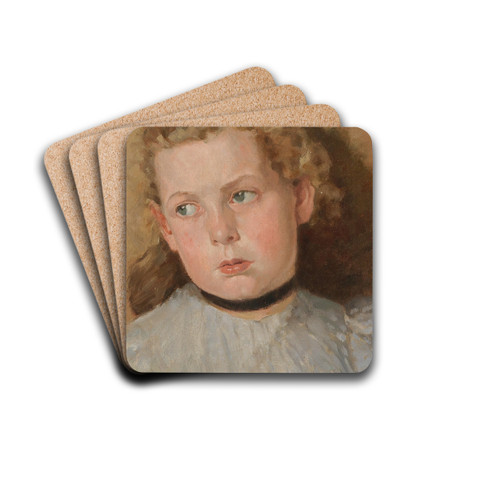 Bildnis eines Mdchens mit schwarzem Halsband by Fritz von Uhde Drink Coasters - set of 4