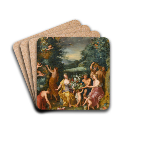 Homage To The Goddess Flora With A Feast Of The Gods by Workshop Of Jan Brueghel The Younger Drink Coasters - set of 4