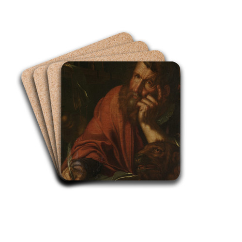 The Evangelist Saint Mark by Joachim Wtewael Drink Coasters - set of 4 The Evangelist Saint Mark by Joachim Wtewael Drink Coasters - set of 4
