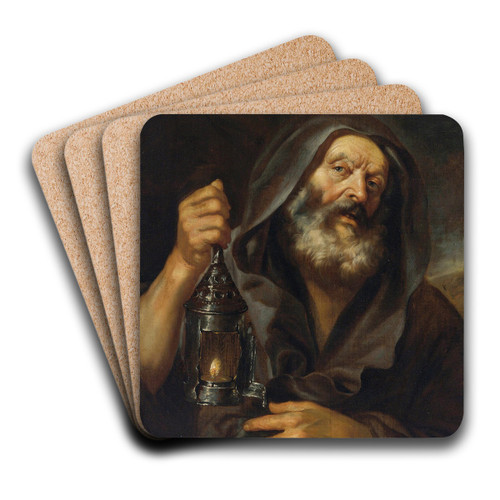 Diogenes With His Lantern, In Search Of An Honest Man by Mattia Preti Art Drink Coaster set